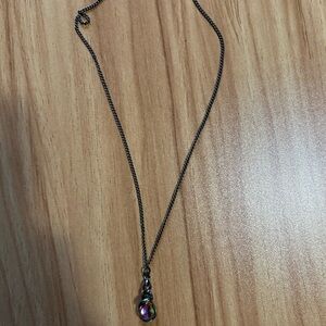 Iridescent Teardrop Pendant Necklace